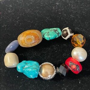 Colorful multi stone elastic bracelet